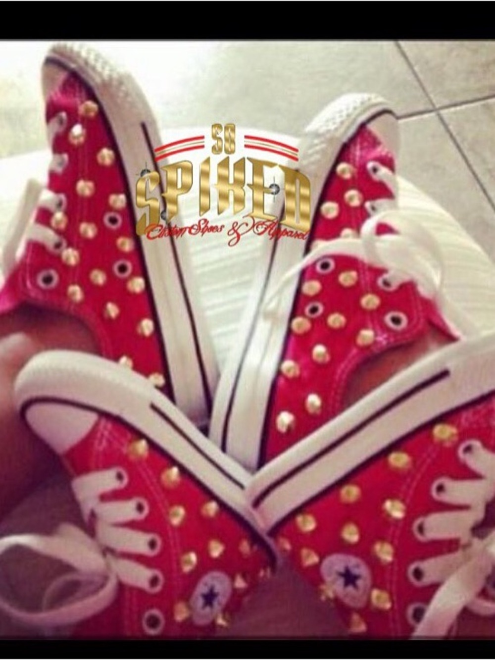 Converse Red Studded Low-Top Sneakers with White Soles